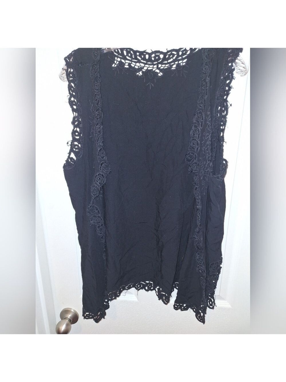 Black Lace Vest Jacket Cover Up L XL